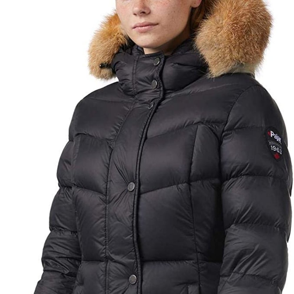PAJAR Women's Feather Down Faux Fur Trim Puffer Coat- Heavyweight Winter
